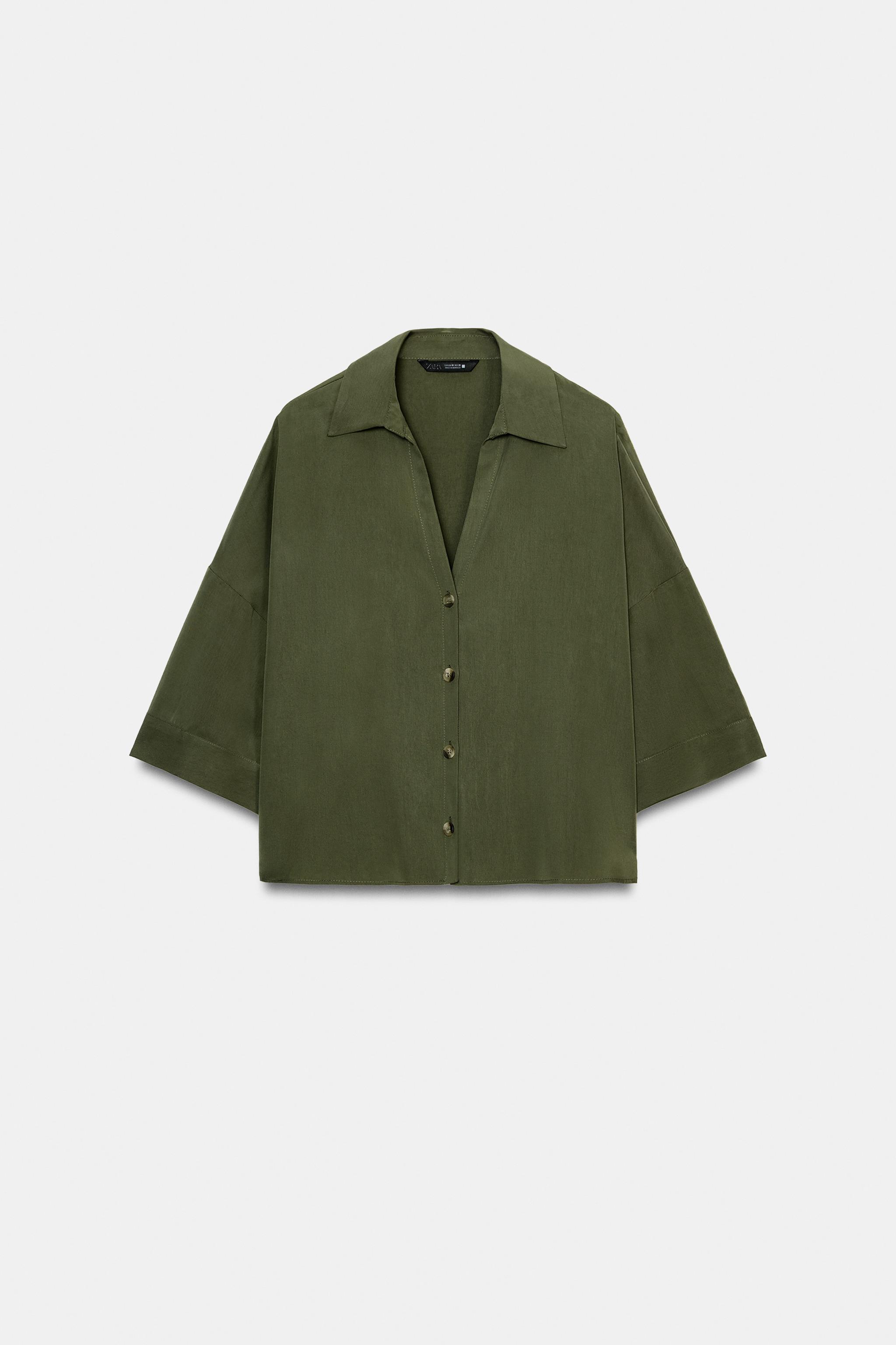 CAMISA DE MANGA CURTA - Caqui | ZARA Brasil