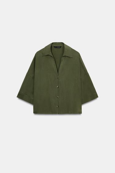 SHORT SLEEVE SHIRT - Khaki by Zara - Image 0