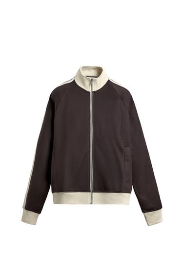 MOLETOM COM FAIXAS E ZÍPER - Grená-escuro da Zara