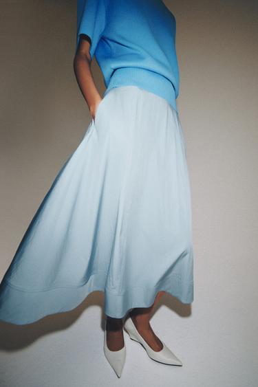 ZW COLLECTION CAPE MIDI SKIRT - Light blue by Zara - Image 4