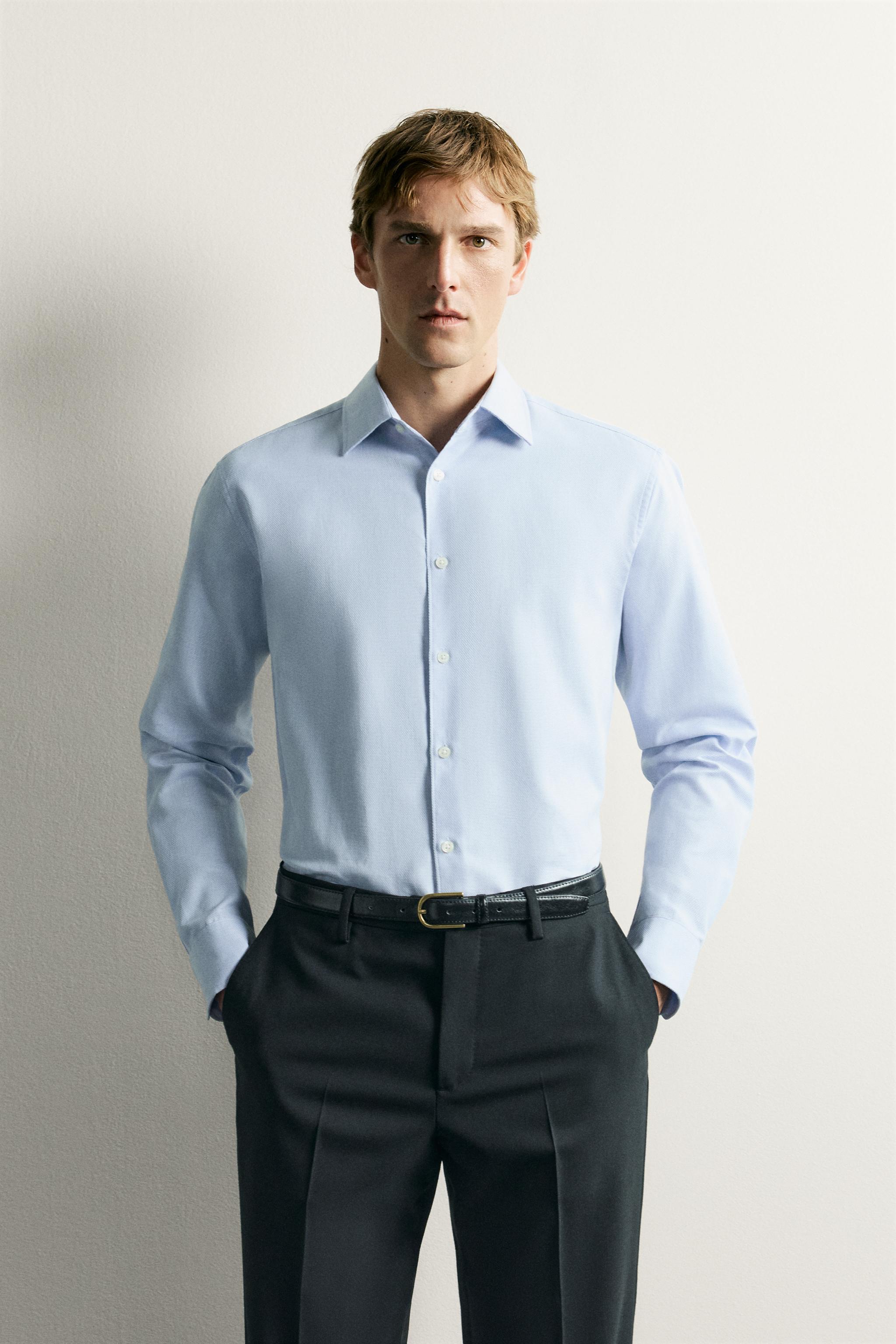 EASY CARE TEXTURED SHIRT — Sky blue (alternate view)