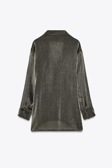 SHINY-EFFECT DOUBLE-BREASTED BLAZER - Aged gold by Zara - Image 5