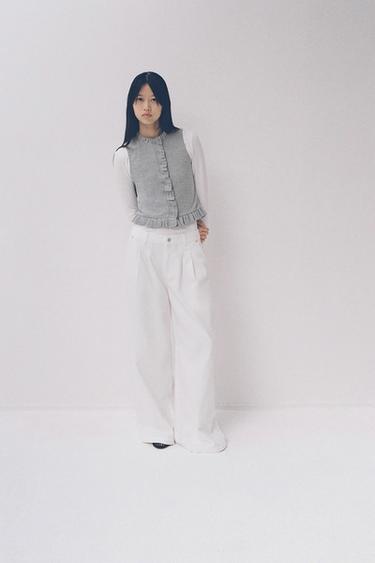 JEANS Z1975 WIDE LEG TIRO MEDIO PLIEGUES - Zara의 화이트 - 이미지 0