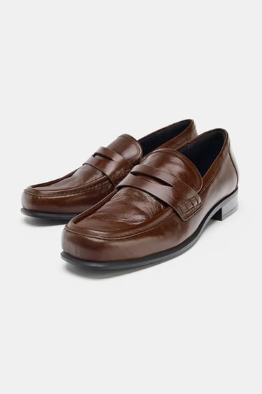 MOCASSINS EN CUIR - Marron de Zara - Image 3