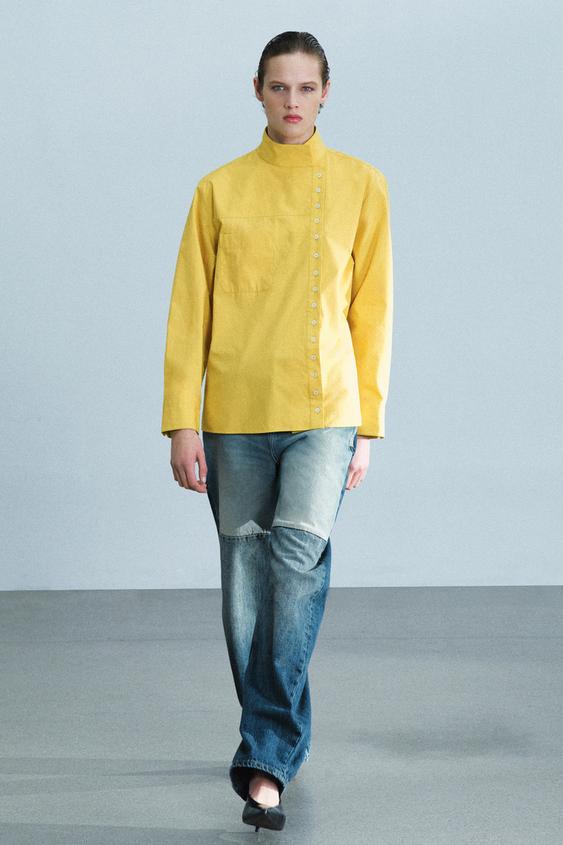 قميص بوبلين بإغلاق متقاطع ZW COLLECTION - خردلي الخاص بـ Zara - صورة 0