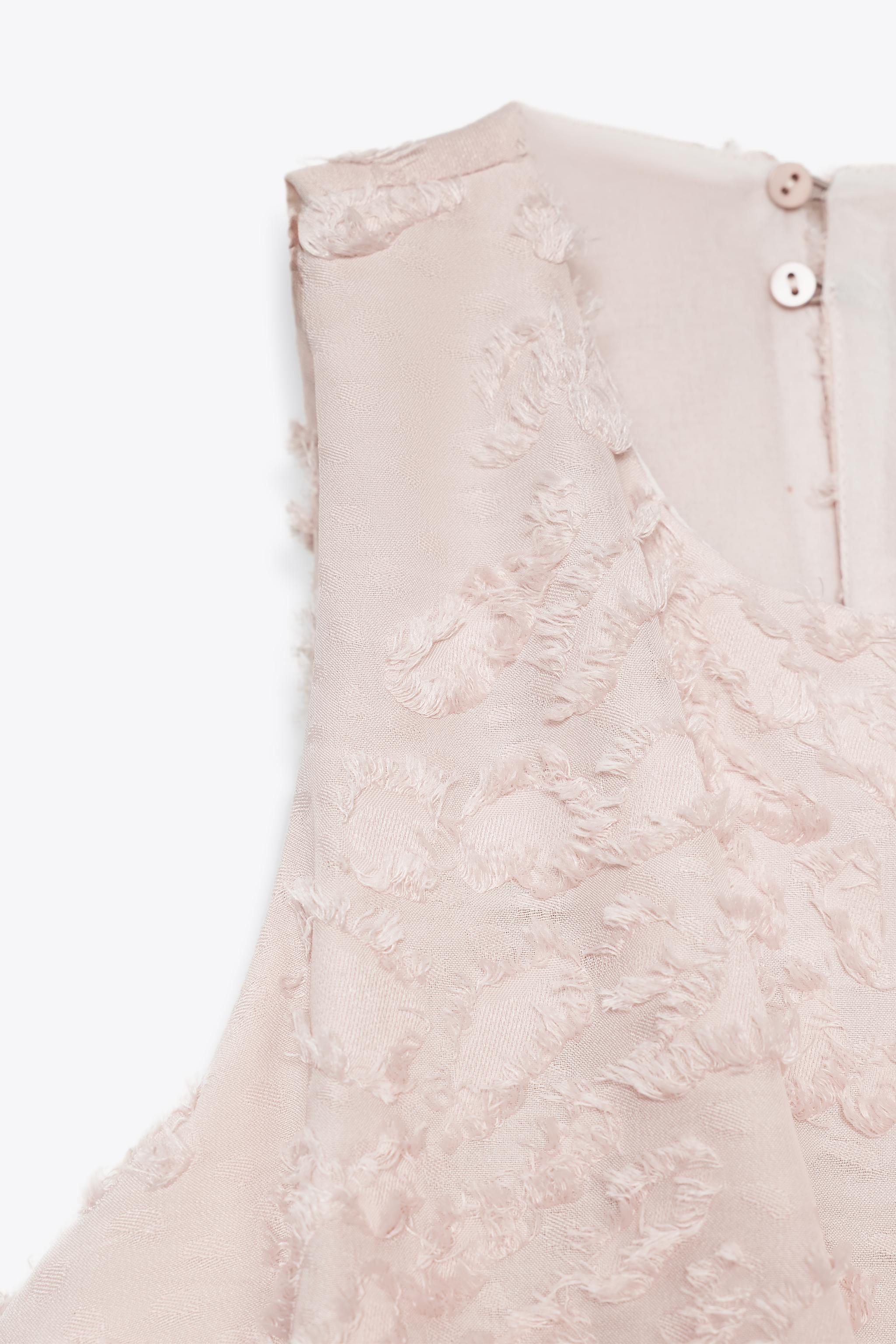ZARA フリンジ付きパフトップス フリンジ付きパフトップス - ピンクベージュ | ZARA Japan / 日本