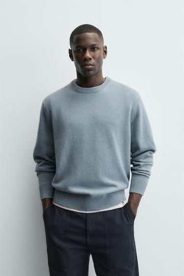 WOOL - CASHMERE JUMPER - Light blue by Zara