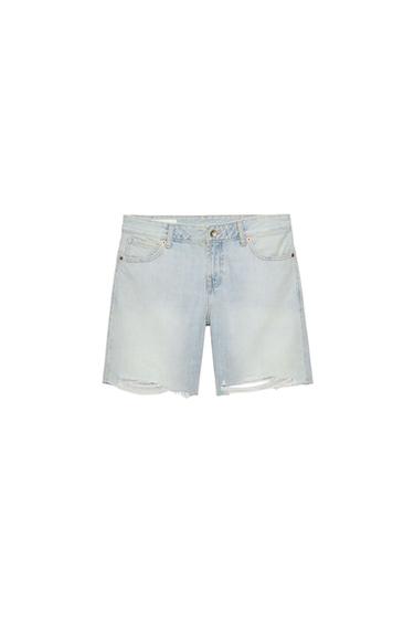 برمودا دنيم TRF بخصر متوسط - أزرق فاتح الخاص بـ Zara