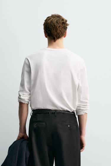 LONG SLEEVE T-SHIRT WITH POCKET AARON LEVINE X ZARA - White by Zara - Image 2