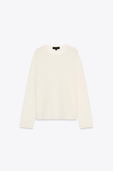 LINEN BLEND KNIT SWEATER - Ecru by Zara