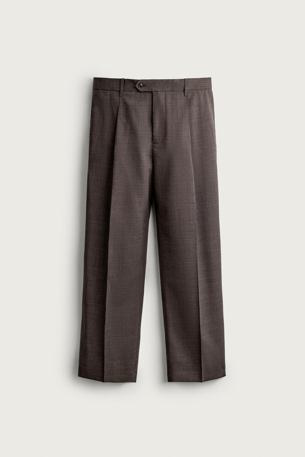 100% WOOL MANTECO® PLEATED PANTS — Black / Brown
