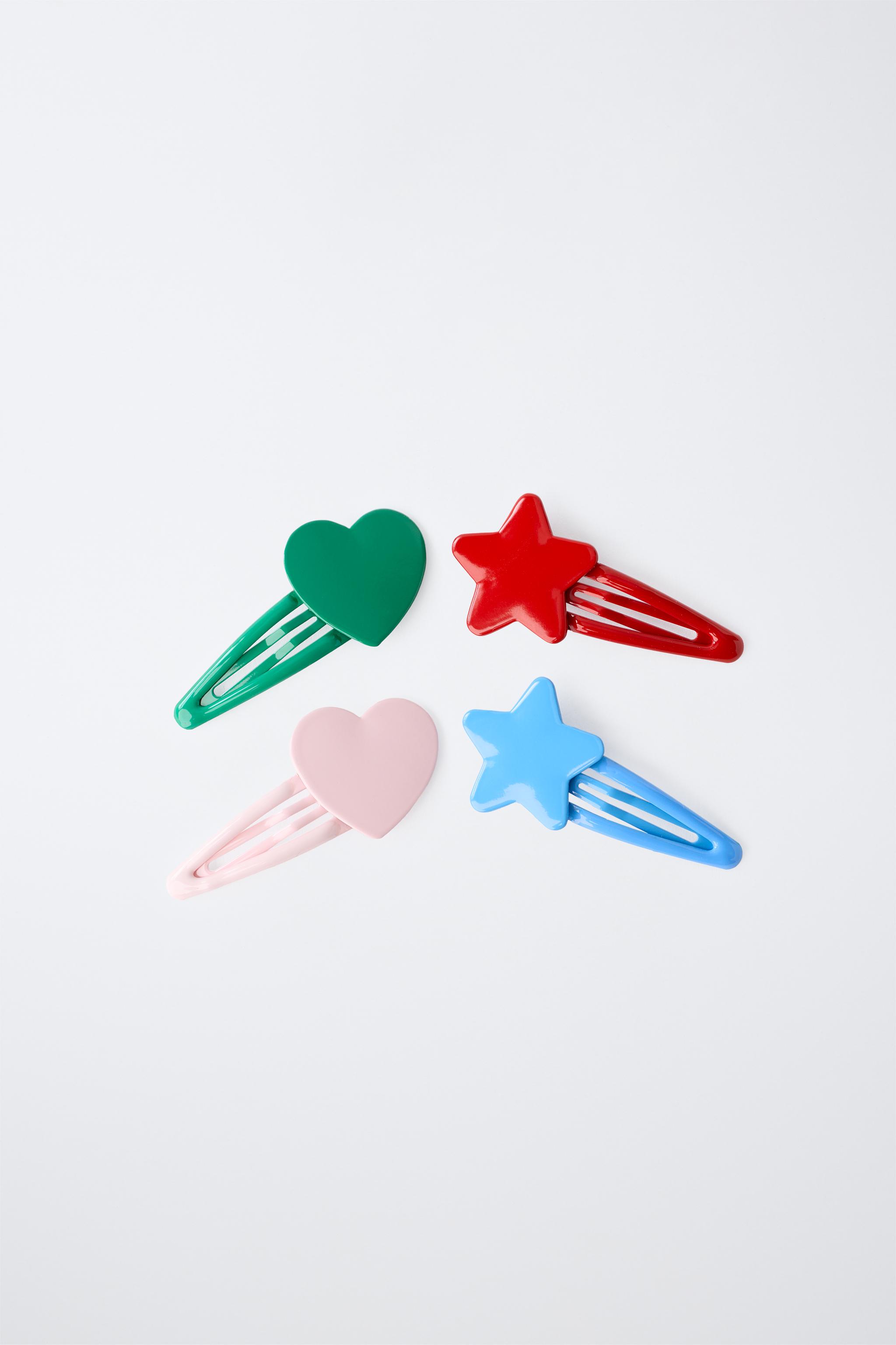 FOUR-PACK OF STAR AND HEART HAIR CLIPS