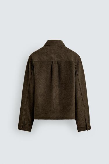 SURCHEMISE STRUCTURÉE AVEC LAINE - Vert olive de Zara - Image 7