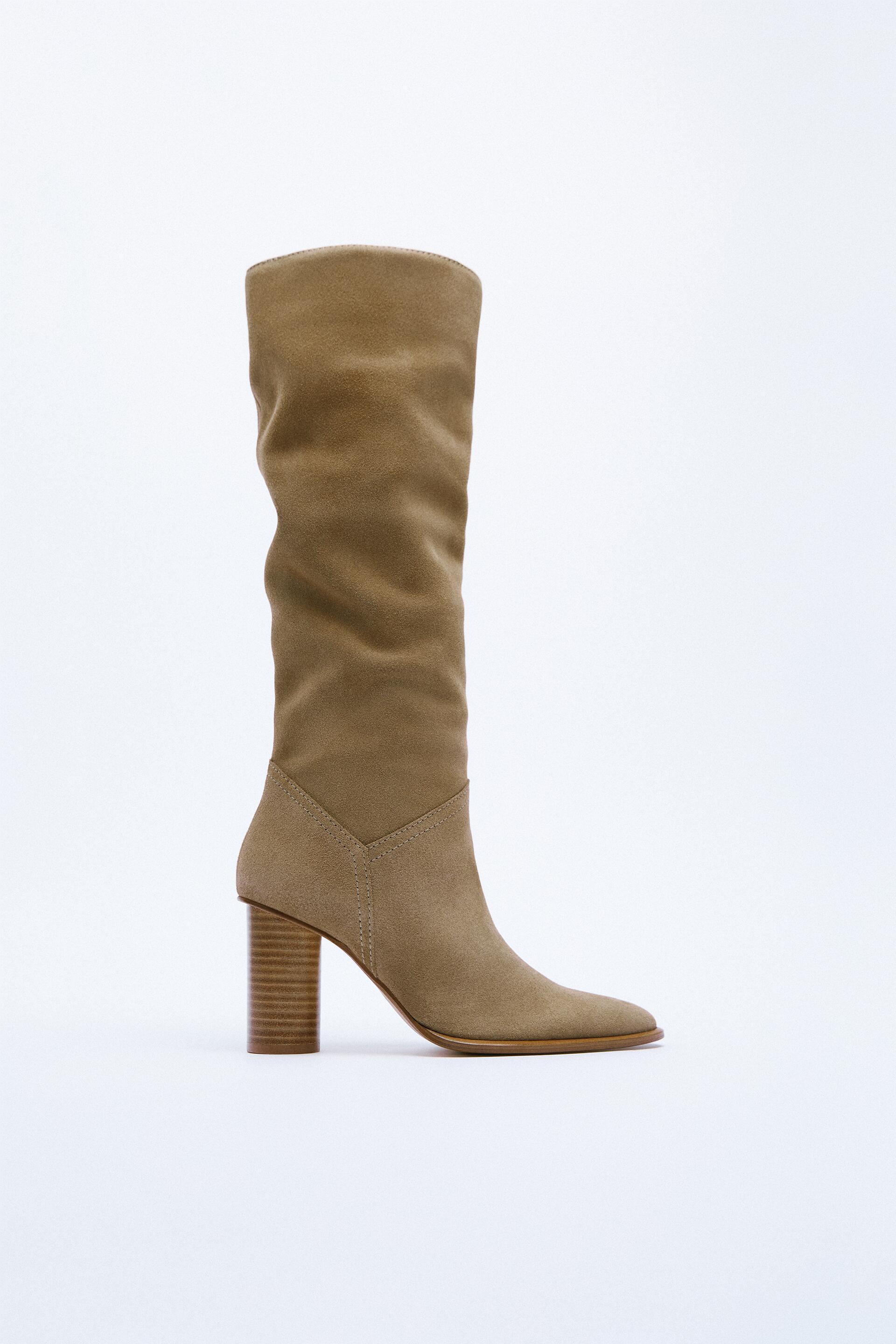 ZARA FAUX buy FUR KNEE HIGH BOOTS BEIGE