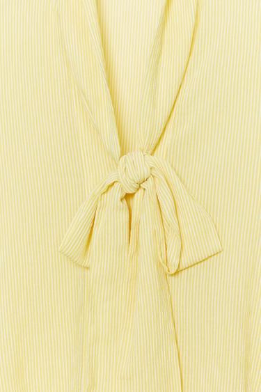 ZW COLLECTION STRIPED BOW SHIRT - Yellow by Zara - Image 10