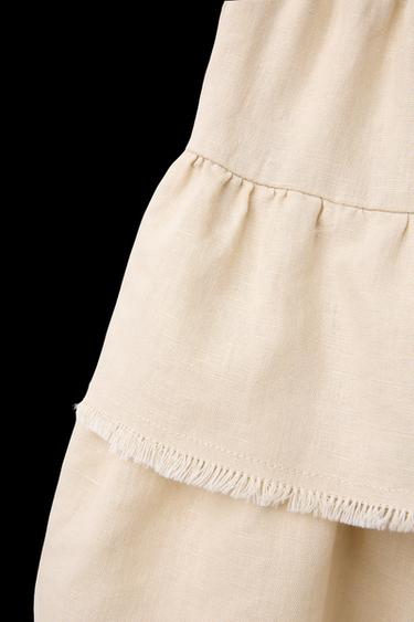 HOSENROCK MIT VOLANTS UND LEINEN - Beige von Zara