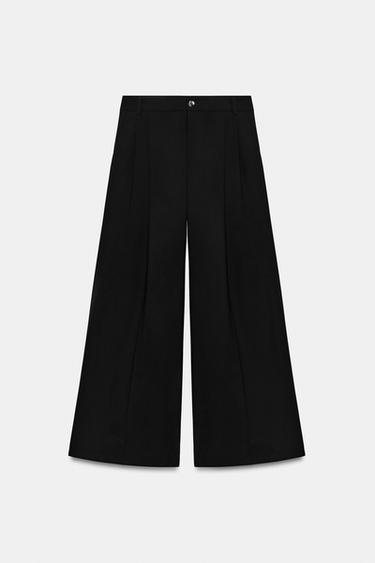 CALÇA COM PREGAS E PASSANTE ATRÁS - Preto da Zara