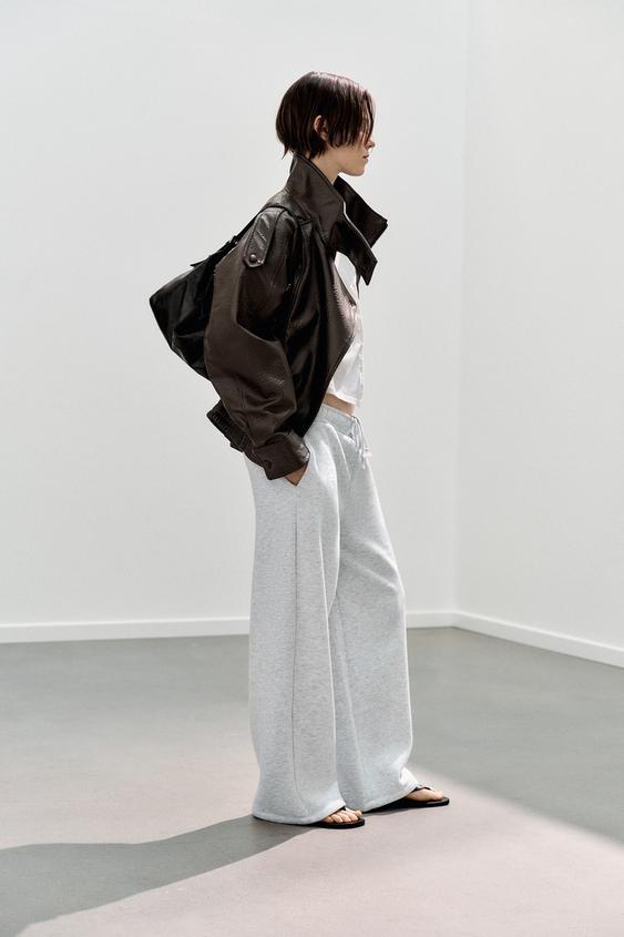 LEATHER EFFECT BIKER JACKET - Brown by Zara - Image 0