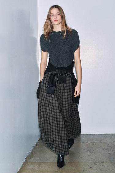 100% WOOL SLEEVELESS WAISTCOAT - Grey / Blue by Zara