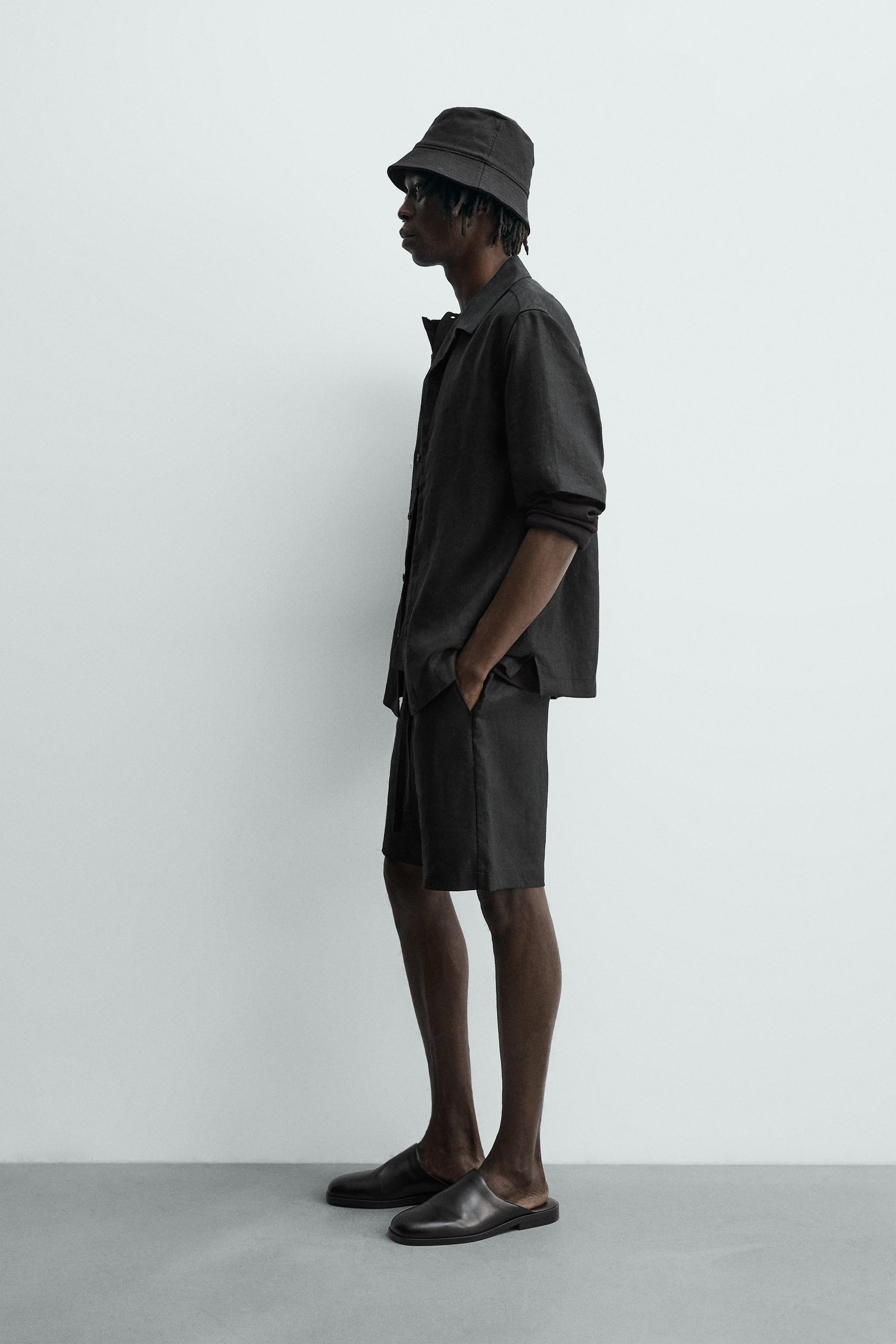 Мужские шорты Zara 100% LINEN RELAXED FIT SHORTS — фото 4