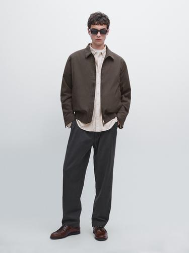 Zara Water-repellent bomber jacket with hem detail - Chocolate - Image 0