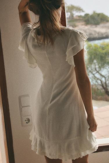 ROBE COURTE À VOLANTS - Blanc de Zara - Image 4