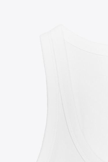 TOP CÔTELÉ À BRETELLES - Blanc de Zara - Image 5