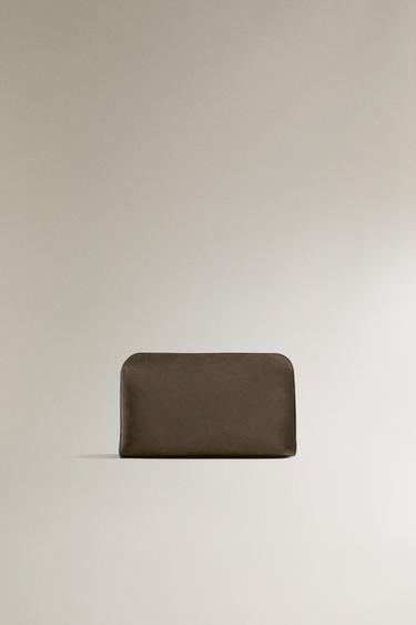 LEATHER WASH BAG - Green by Zara - Image 0