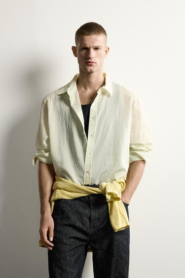 CHEMISE FLUIDE STRUCTURÉE - Vert clair de Zara