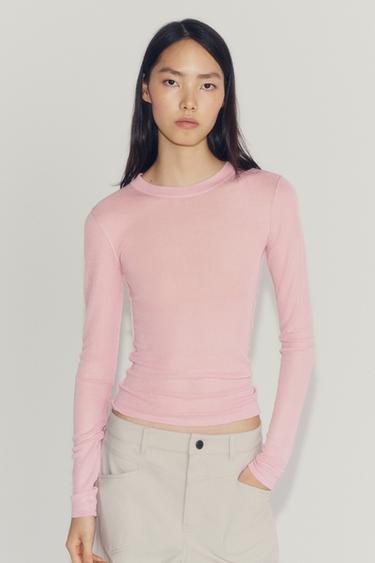 STRIPED FINE KNIT JUMPER — Pink 1
