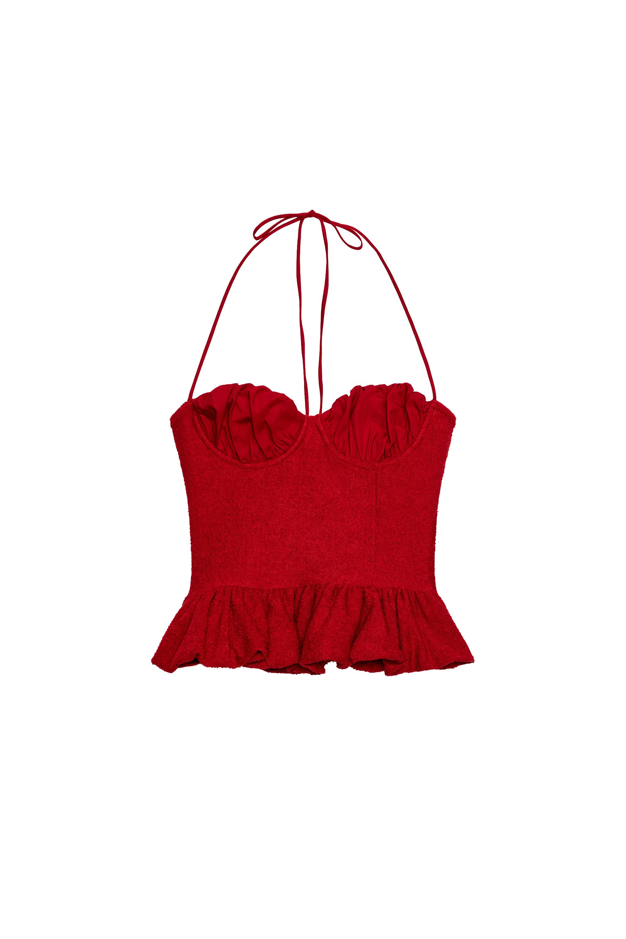 TOP BOUCLÉ COMBINAT - Roșu aprins | ZARA România