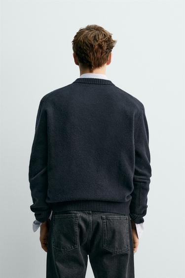 WOOL V-NECK JUMPER AARON LEVINE X ZARA - Navy blue by Zara - Image 2