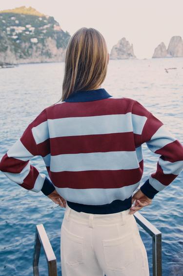 POLO EN MAILLE À RAYURES - rayures de Zara - Image 3