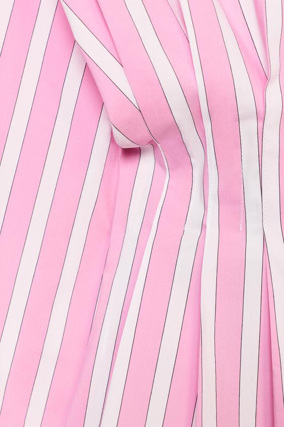 PLEATED STRIPED SHIRT - Pink / White by Zara - Image 8