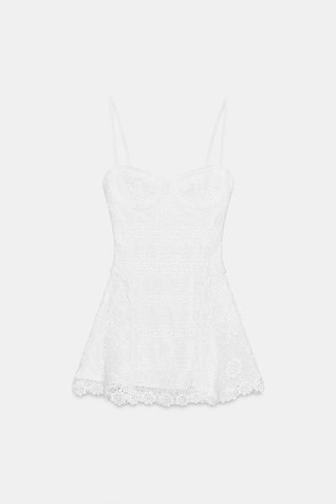 SHORT CROCHET DRESS - White by Zara