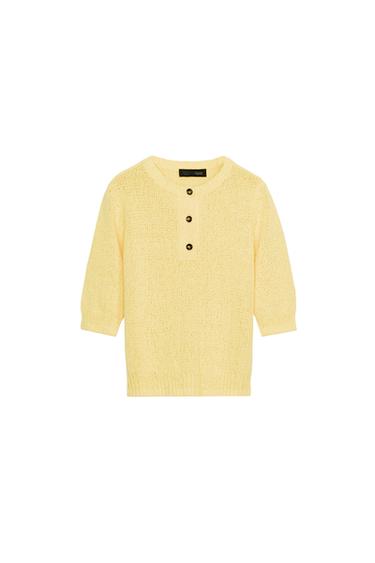 KNIT JUMPER WITH 3/4 SLEEVES - Yellow by Zara