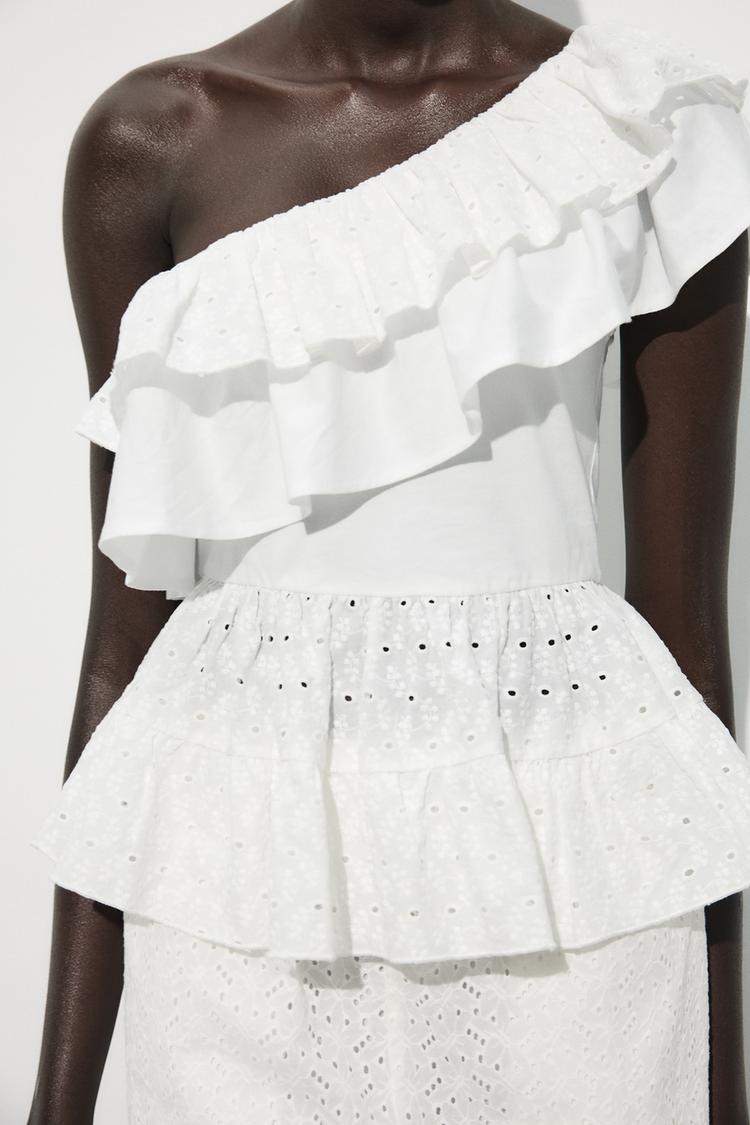 ASYMMETRIC EMBROIDERED TOP