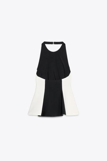 TOP HALTER CONTRASTE - Noir / Blanc de Zara - Image 5