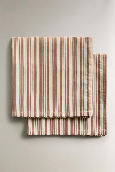CONJUNTO DE GUARDANAPOS COM JACQUARD LISTRADO (CONJUNTO DE 2) - Toffee da Zara