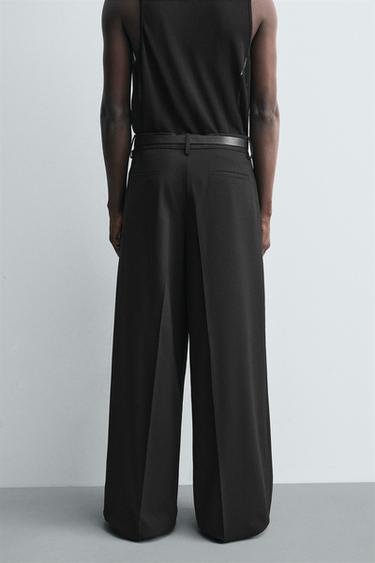 WIDE-LEG PLEATED TROUSERS - Black by Zara - Image 2