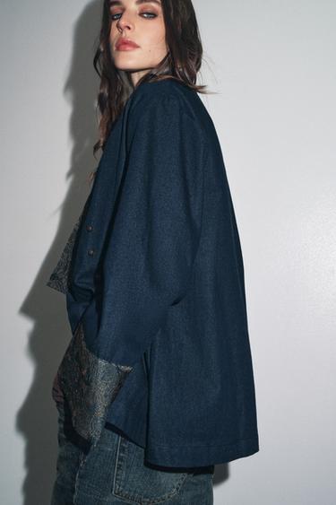 JACQUARD DENIM-EFFECT KIMONO - Blue by Zara - Image 2
