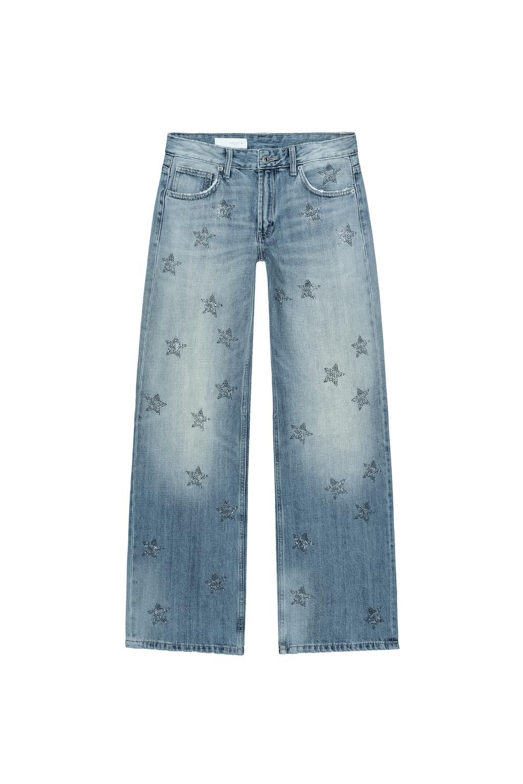 TRF LOW RISE WIDE LEG RHINESTONE JEANS - image 4