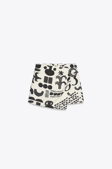 BUCKLE PRINT MINI SKIRT - Black / White by Zara - Image 5