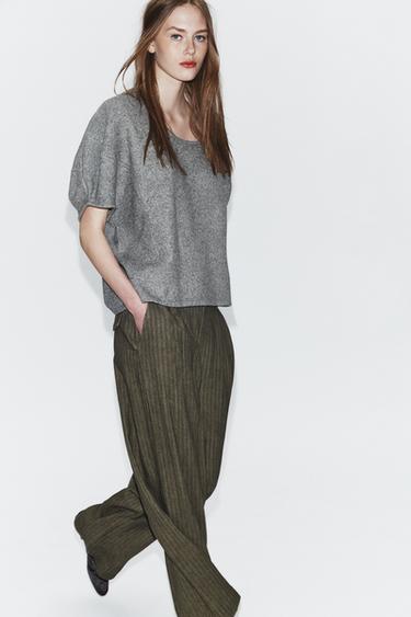 PANTALÓN RAYAS JACQUARD ZW COLLECTION - Visón de Zara