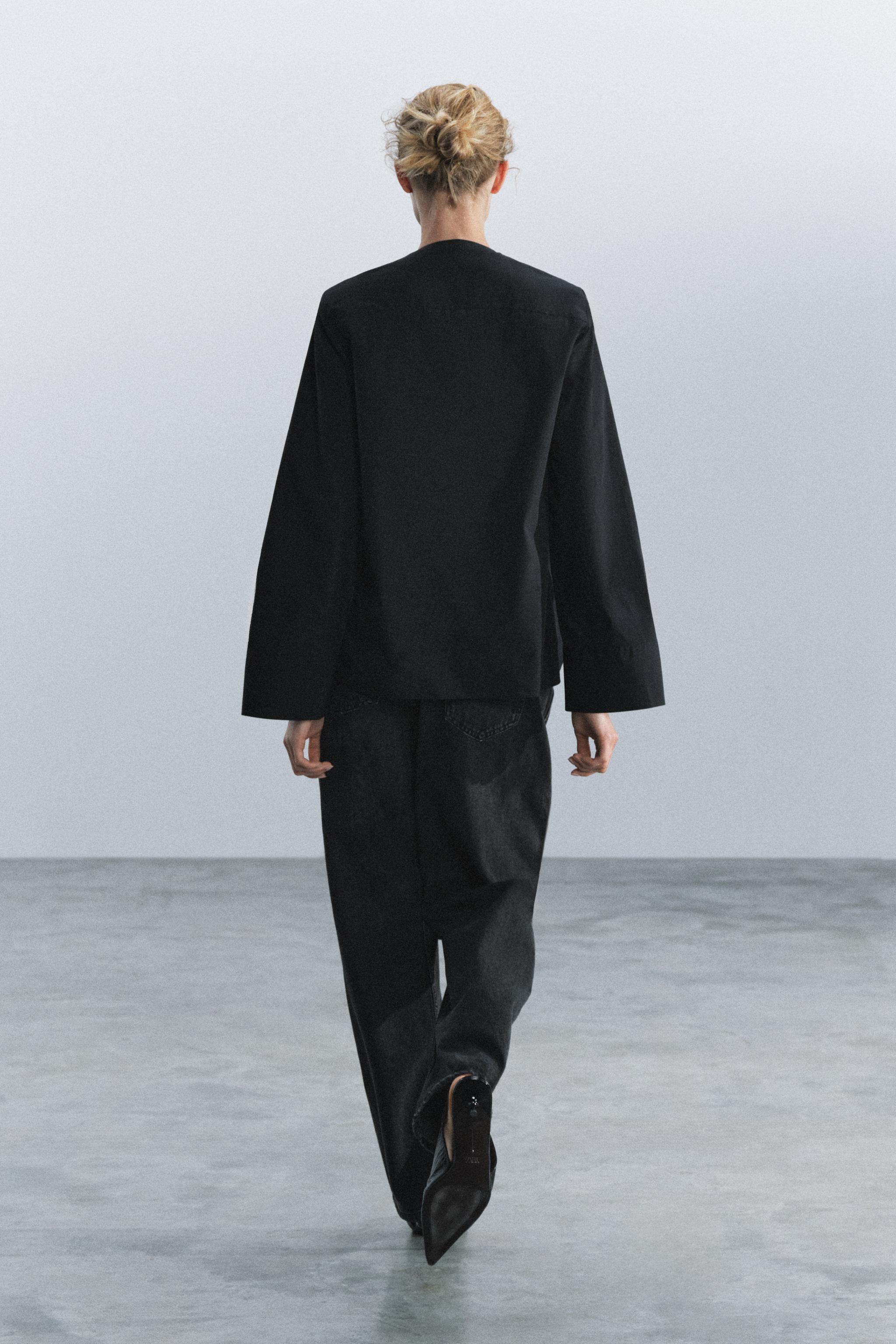 ZW COLLECTION PLEATED SHIRT - Black | ZARA United States