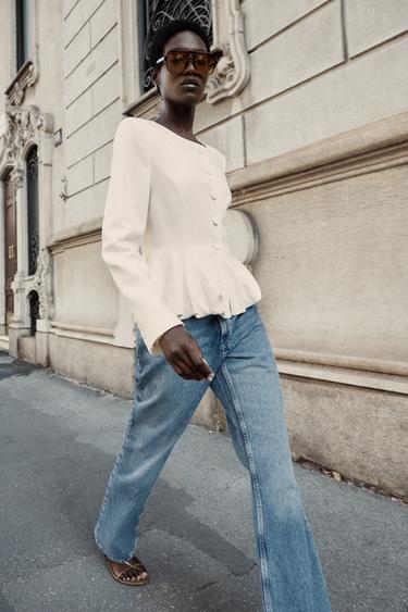 BLAZER PEPLUM COM LINHO - Cru da Zara - Imagem 0