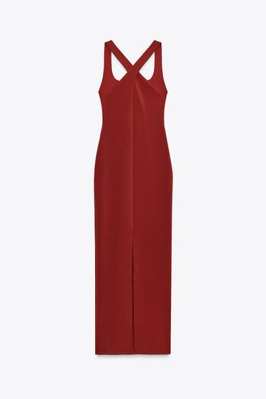LONG POLYAMIDE DRESS - Burgundy by Zara - Image 6