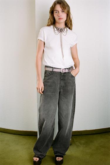 RELAXED OVERSIZE MID-WAIST JEANS - Taupe grey by Zara