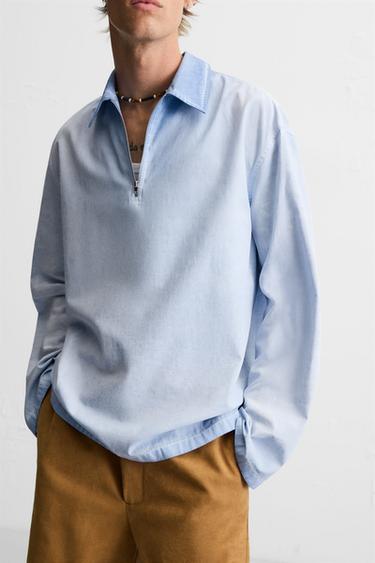 WASHED RELAXED FIT POLO SHIRT - Blue by Zara - Image 5