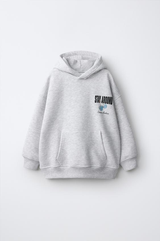 SUDADERA CAPUCHA FOTOGRAFÍA CEREZA - Gris vigoré de Zara - Imagen 0